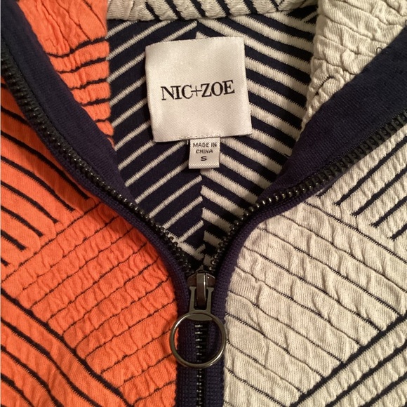 Nic+Zoe This or That Full Zip Jacket orange/turquoise/white Small - Picture 4 of 6